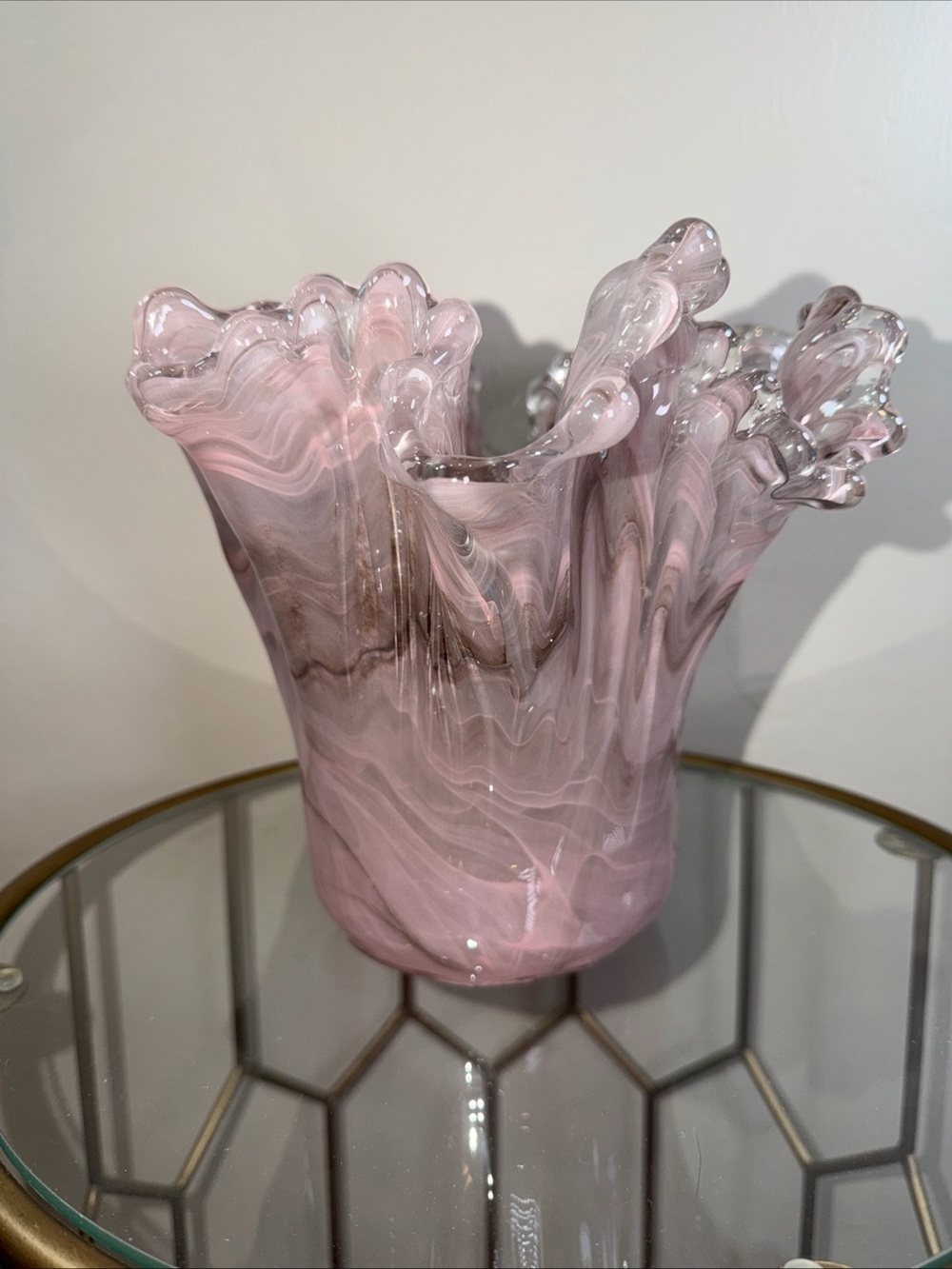 Beautiful Murano Hand-Blown Art Glass Ruffled Vase – Made in Italy